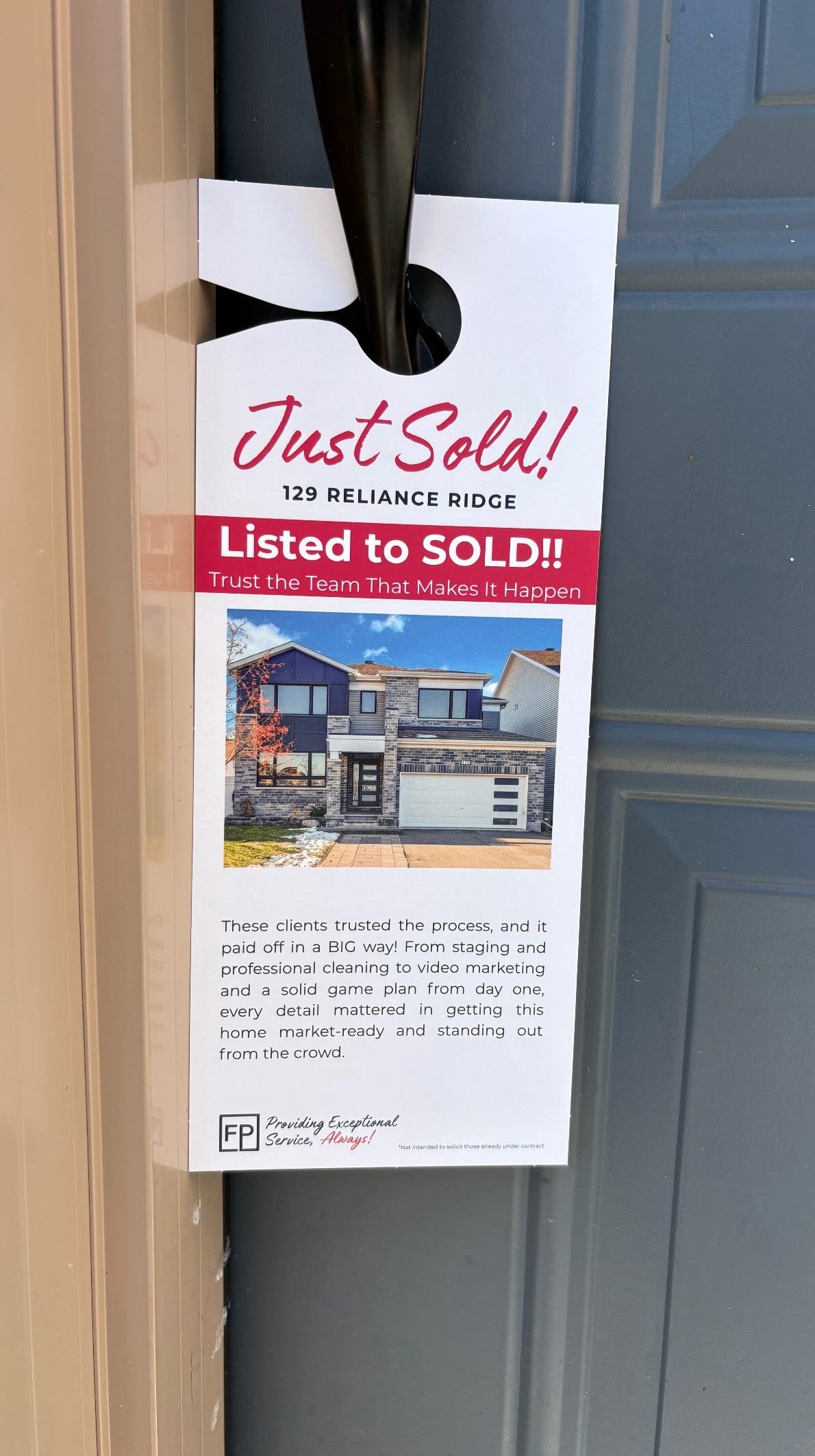 Real estate door hanger delivered by Thumbs Up Flyers